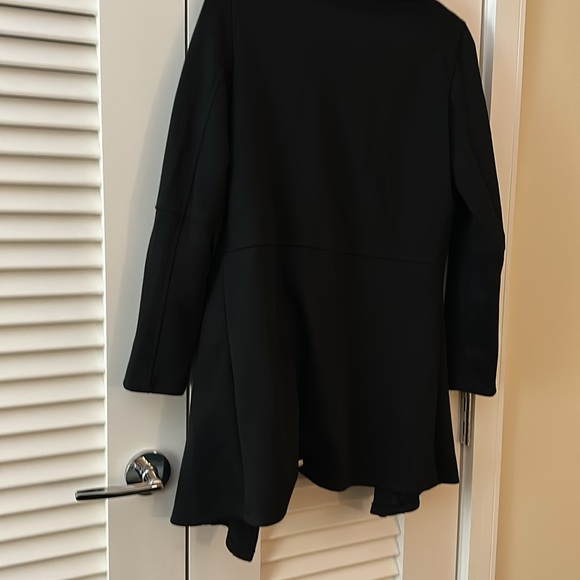 MAX STUDIO Draped Collar Scuba Black Long Open Front Cardigan Jacket Size S - Picture 6 of 6